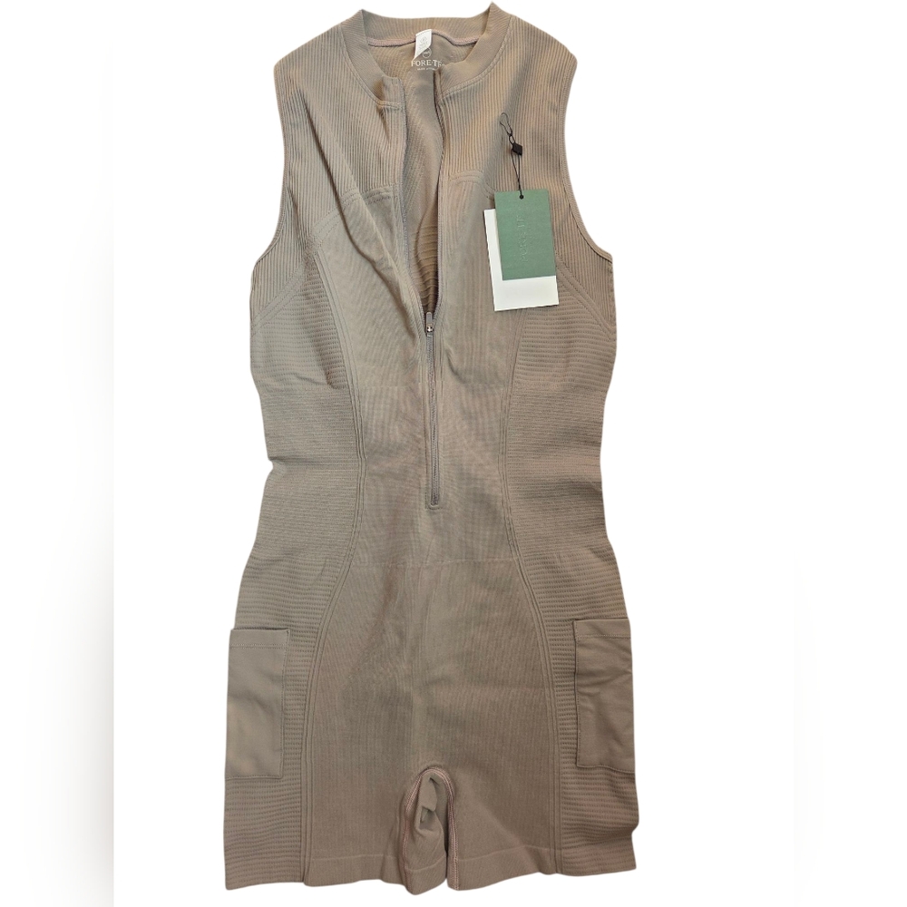 Fore-te Club Attire Taupe Zip Up Romper Size XS/S Activewear Tennis Pickleball